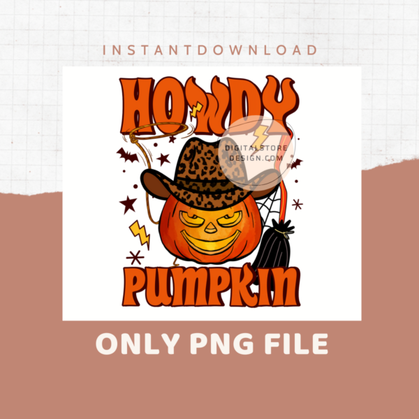 Howdy Pumpkin Png, Groovy Retro Halloween Png